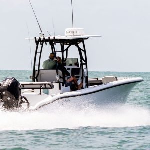 Anglers driving the Yellowfin 26 Hybrid Bay Boat