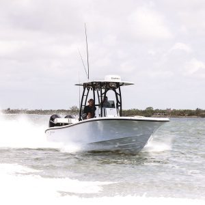 Anglers driving the Yellowfin 26 Hybrid Bay Boat